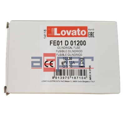 FE01D01200 - Bezpiecznik cylindryczny, typu gPV, 1000 VDC 12A
