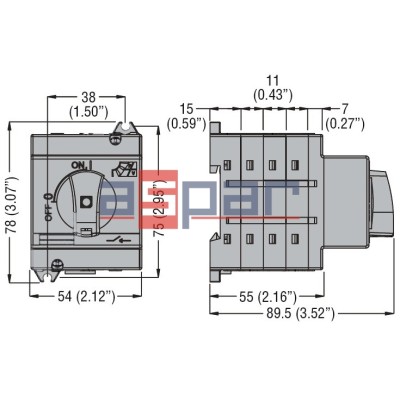 GD040AT4 - Rozłącznik izolacyjny do aplikacji PV, DC21B: 40A przy 1000VDC